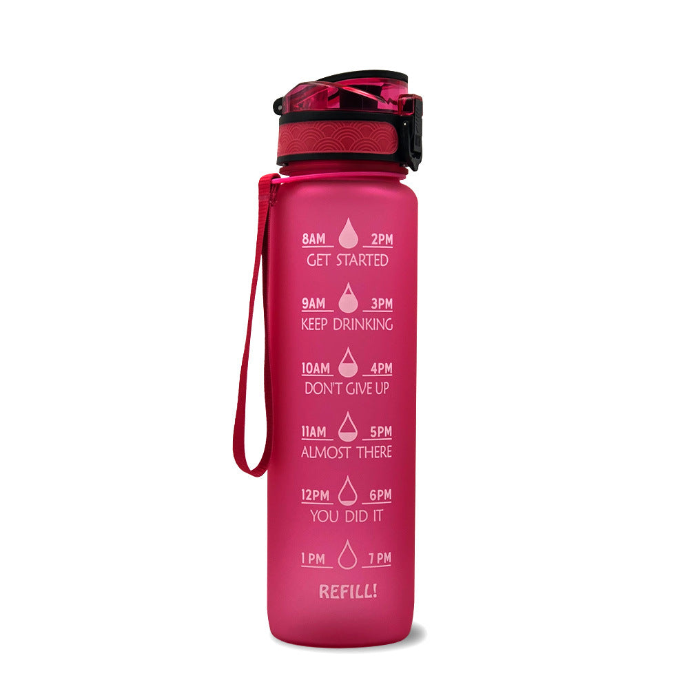 1L Motivational Water Bottle with Time Markers – Red