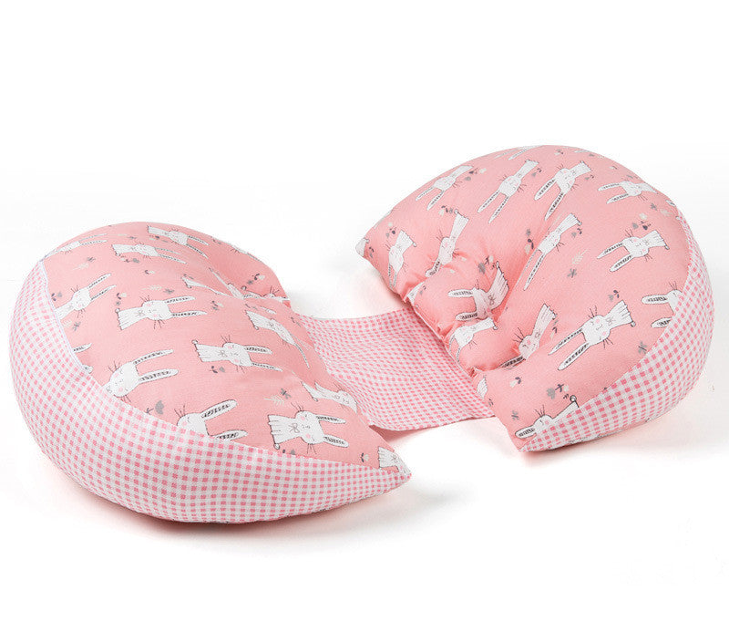 Lumbar Support Cushion for Side Sleeping & Pregnancy – Pink Bunny Print