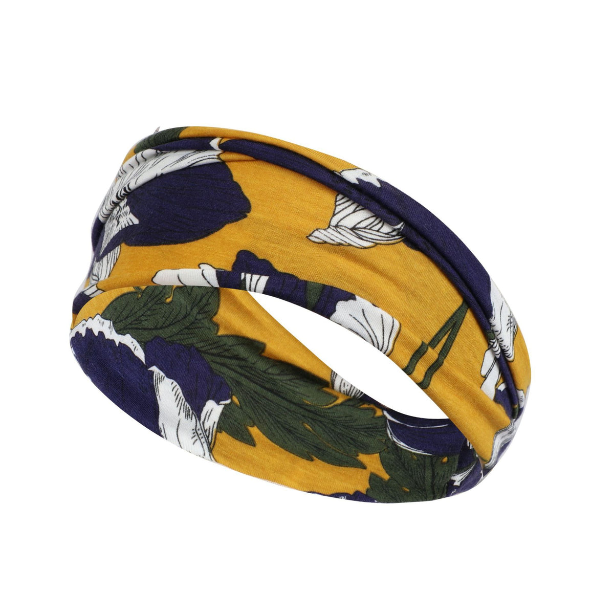 Sweat-Absorbing Sports Headband – Mustard Floral