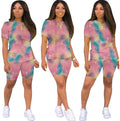 Tie-Dye T-Shirt & Biker Shorts Set