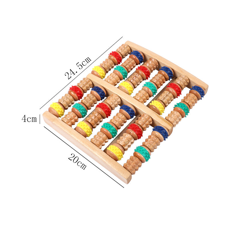 Wooden Foot Massage Roller – Colourful 6-Row