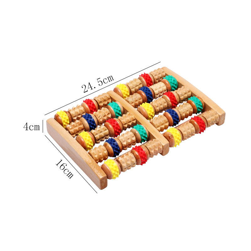 Wooden Foot Massage Roller – Colourful 5-Row