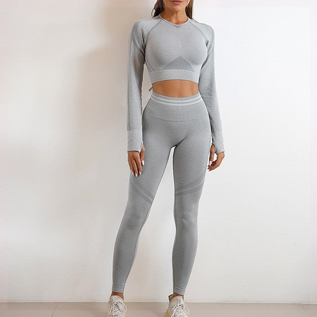 Women's Seamless Long Sleeve Gym Set – Top & Leggings