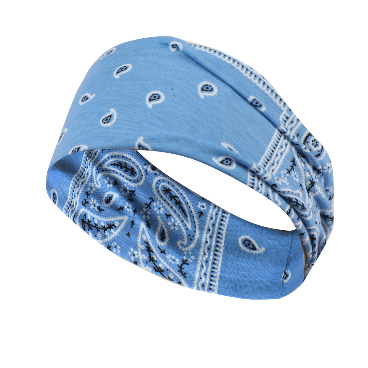 Sweat-Absorbing Sports Headband – Blue Paisley