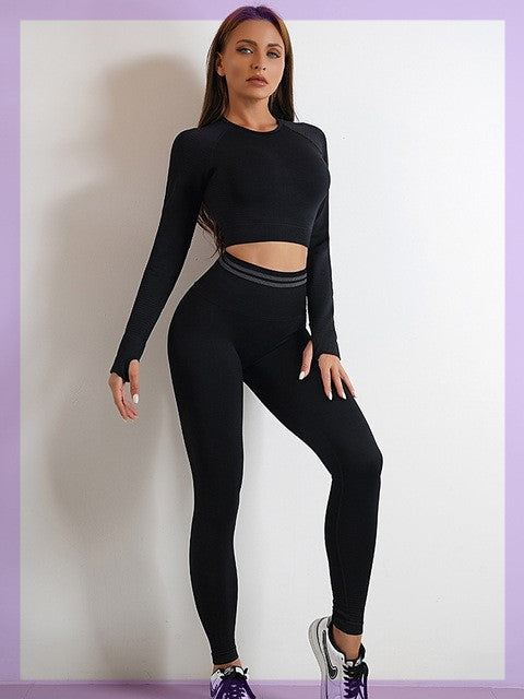 Women's Seamless Long Sleeve Gym Set – Top & Leggings