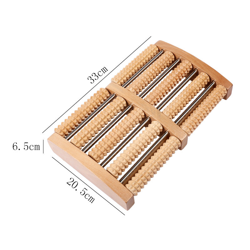 Wooden Foot Massage Roller – 5-Row with Steel Rods
